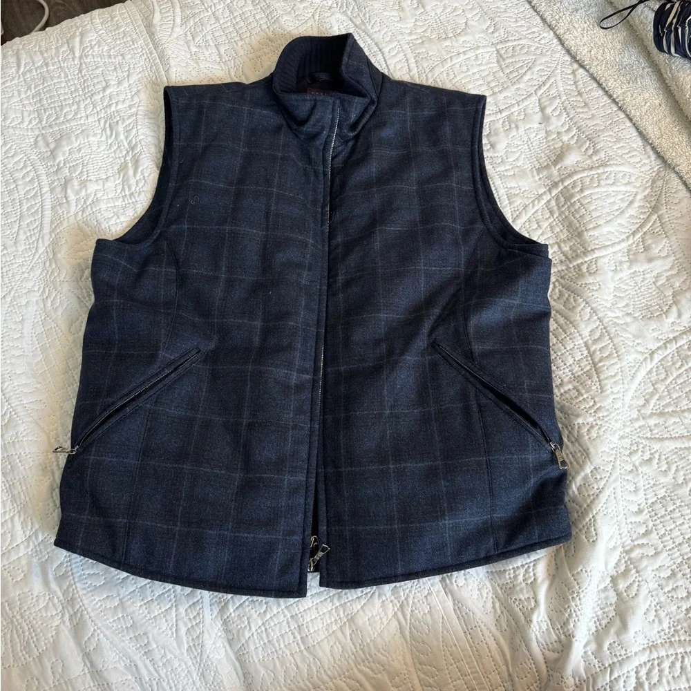 ROBERT TALBOTT ESTATE Navy Blue 100% virgin Wool Vest size Medium made in Italy - Picture 10 of 10